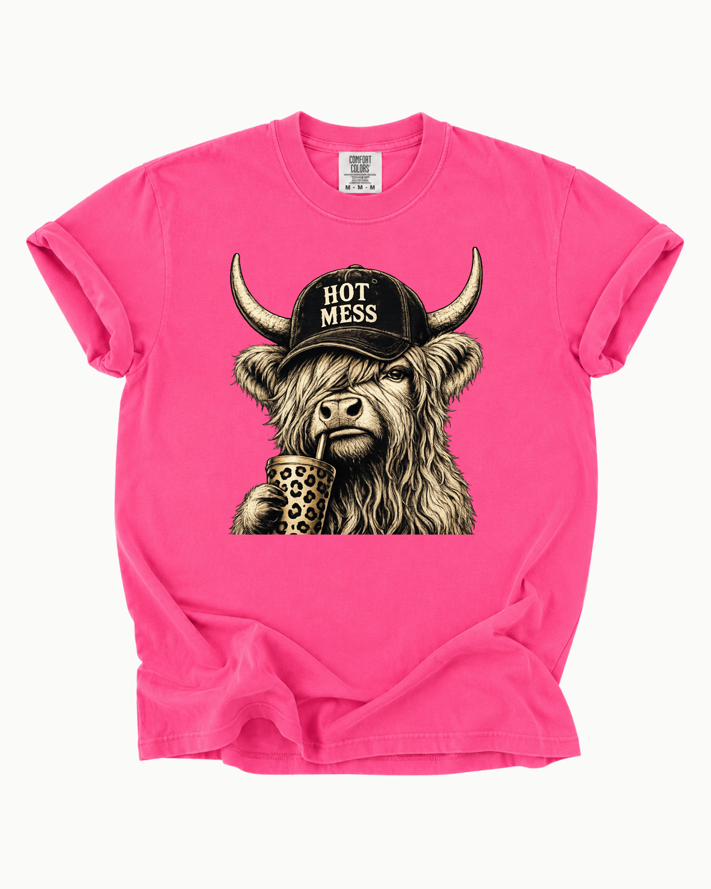 Hot Mess Highland Cow Graphic Tee