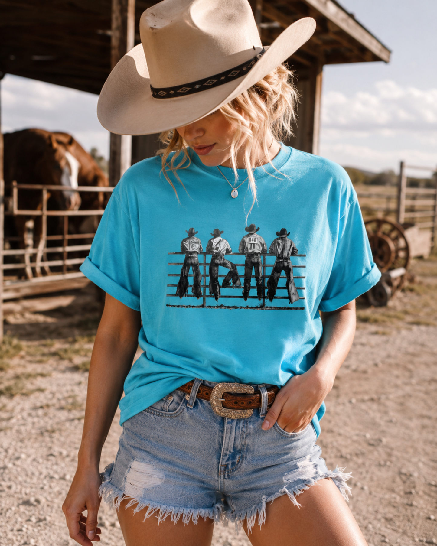 Cowboys at the Fence Graphic Tee