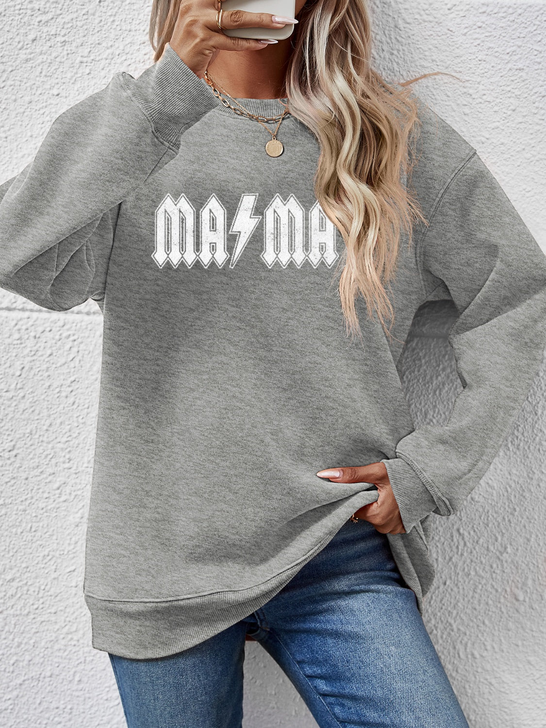 MAMA Graphic Dropped Shoulder Sweatshirt