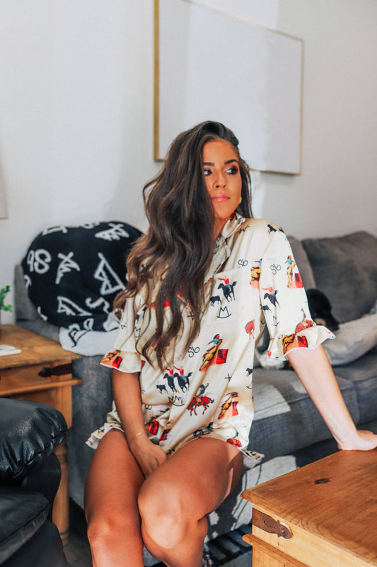 Boots Off, PJs On Vintage Cowboy Pajama Set