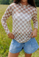 Check Me Out Tan & Cream Sheer Mesh Top